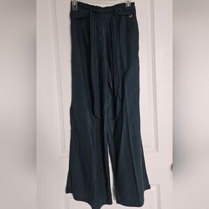 Emerald Green Wide-Leg Linen Pants